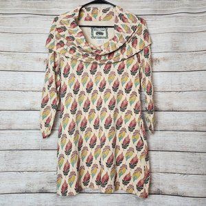 Effie’s Heart Leaf Print Julliard Tunic Size Medium Women's Top